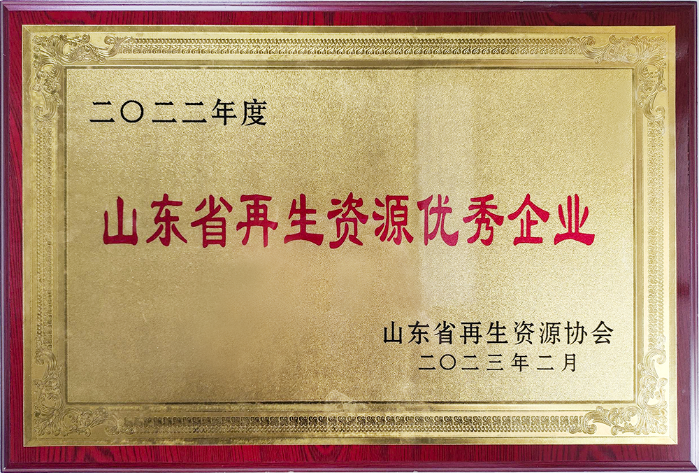 山东省再生资源优秀企业2022